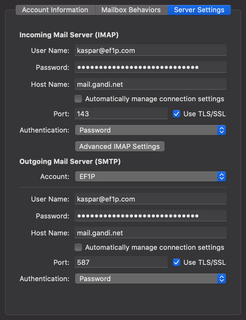 outgoing mail server offline for gmail on mac