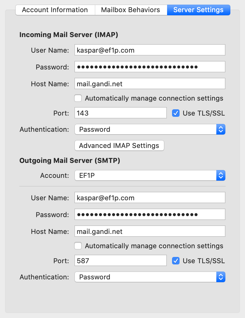 gmail imap settings for mac mail use idle command